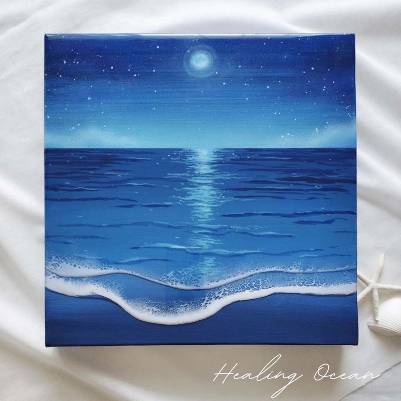 月のしずく（30×30cm 厚み4cm）ペイント・レジンアート | with ART