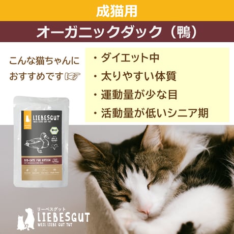 リーベスグット【オーガニックダック】（成猫用・ウェット）100g × 12袋セット