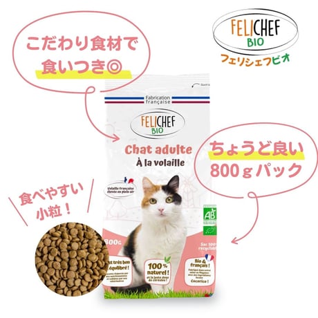 フェリシェフ ビオキャット（完全無添加 成猫用 オーガニックキャットフード）