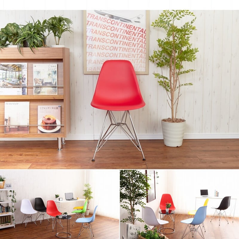 ①Eames サイドシェルチェア DSR Vitra製 エッフェル イームズ朱赤 イームズ DSR サイドシェルチェア 高品質なFRP製を採用 | 高品質