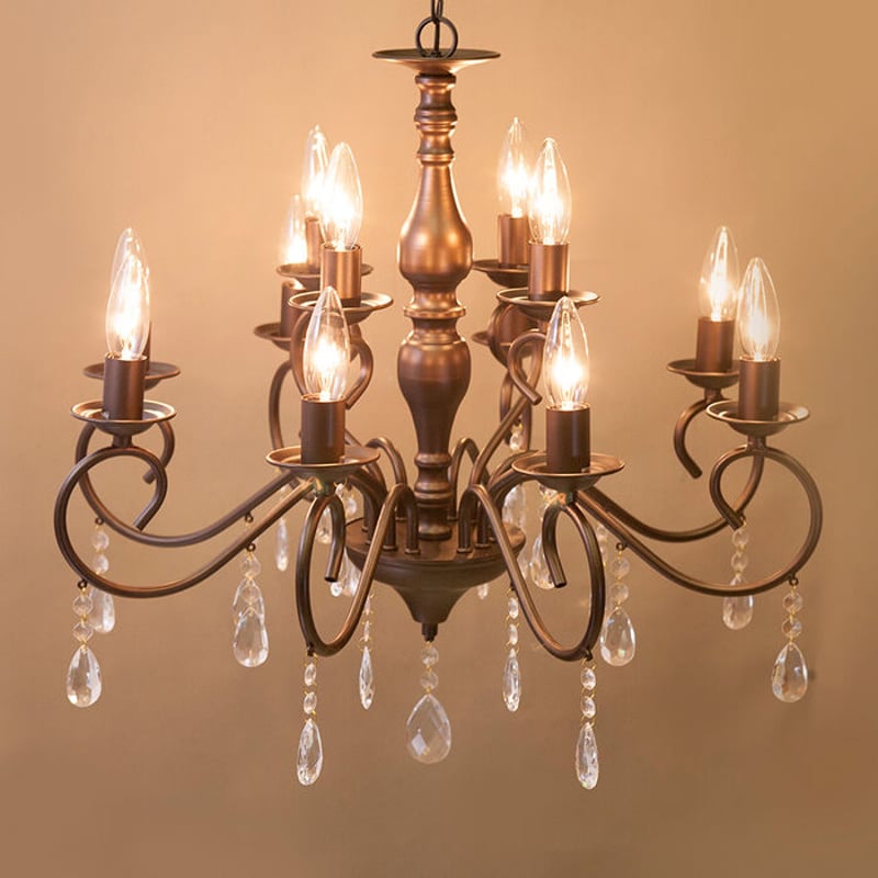 LED電球対応】12灯 ☆シャンデリア 〈Bianca〉 マットブラウン