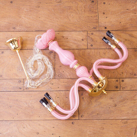 ✴︎シャンデリア✴︎ピンクローズ✴︎6灯 LED電球対応】6灯 クリスタルガラス シャンデリア 〈Rosa