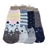 つま先猫柄くるぶしソックス