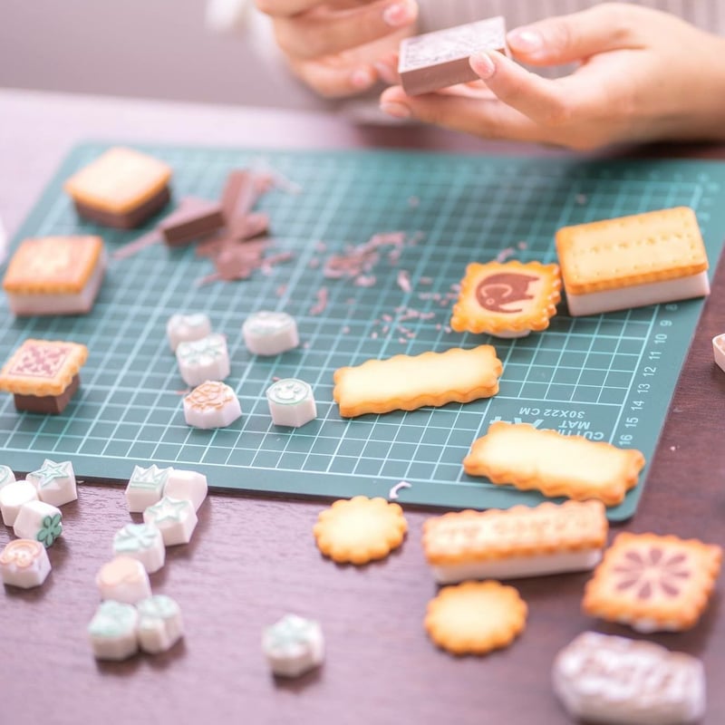☆3回目〜☆ 粘土のクッキー持ち手も作る『美味しそうな消しゴムはんこ