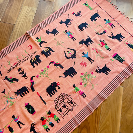 ナガ族 刺繍 布 マルチカバー タペストリー 壁掛け ブランケット ナガ族 刺繍 布 マルチカバー タペストリー 壁掛け ブランケット
