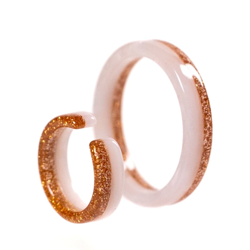 イヤーカフセット☆ハンドメイド Glow】ブラウングリッター×ミルキークラウド イヤーカフセット