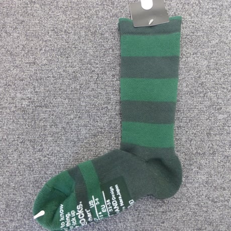 ANDSOX 靴下（SUPPORT PILE CREW/GREEN STRIPE）