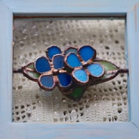 ブルーの小花のパネル（立体）