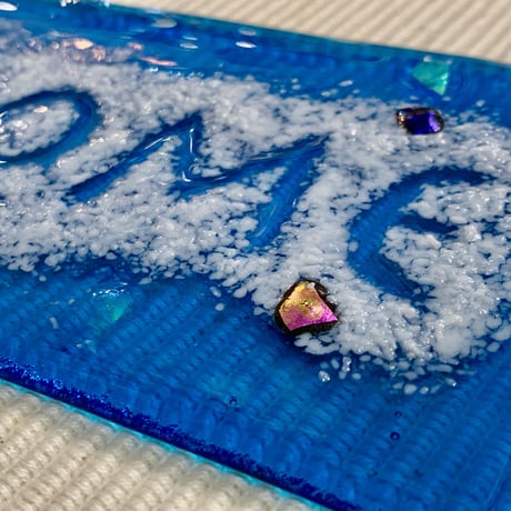 ウェルカムボード 水色系 (ガラスフュージング)  スタンド別売！
