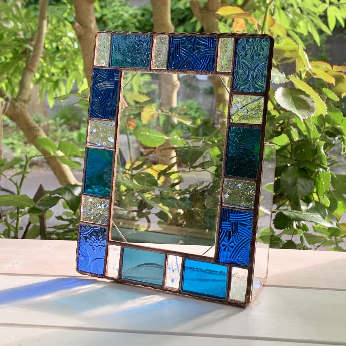 青と透明ガラスのフォトフレーム 青と透明ガラスのフォトフレーム