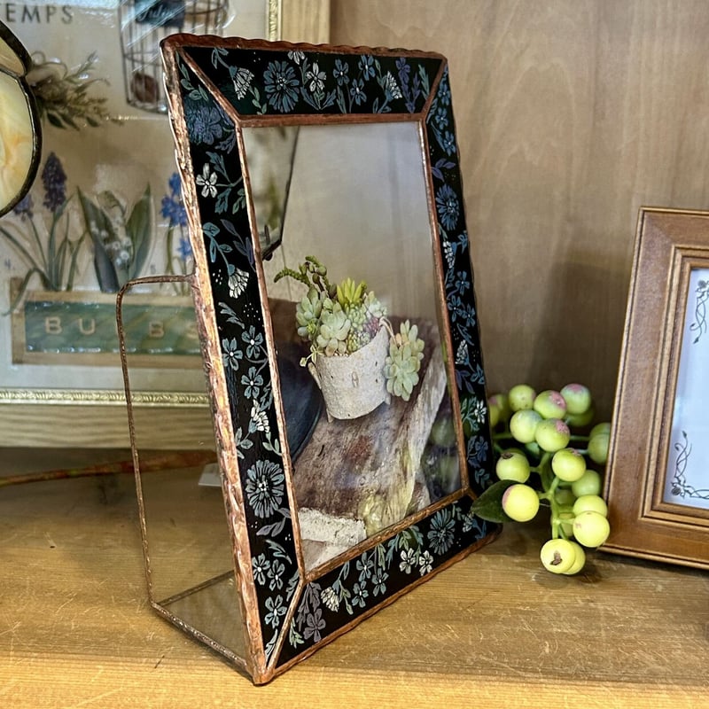 L版フォトフレーム ・ボタニカルペイント(青い花) | greengrain