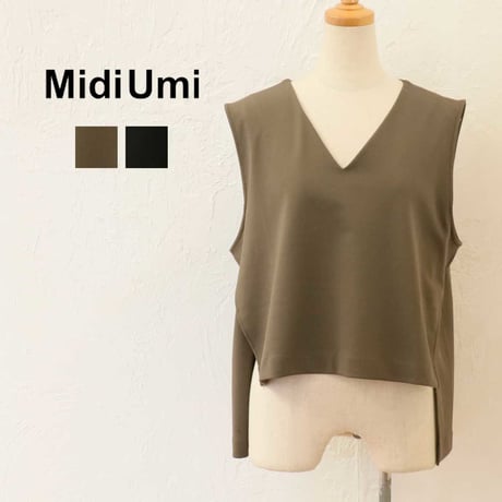 MidiUmi ミディウミ Vネックノースリーブワイドプルオーバー