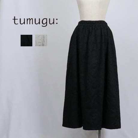 tumugu: ツムグ コットン　サークル刺繍　スカート