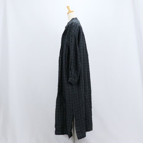 ichiAntiquités イチアンティークス Linen AZUMADAKI Gingham Tuck Dress