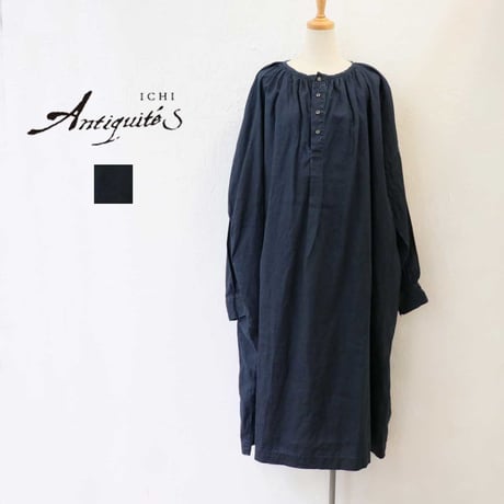 ichi Antiquites　イチ アンティークス リネンインディゴブリーチワンピース