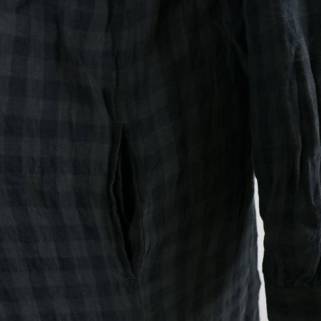 ichiAntiquités イチアンティークス Linen AZUMADAKI Gingham Tuck Dress