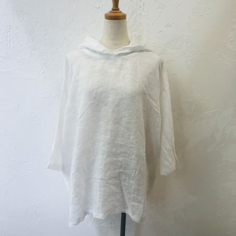 a+koloni ベルギーリネンフードブラウス | abicollection