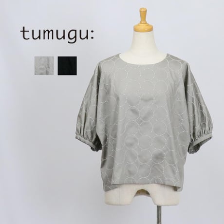 tumugu: ツムグ コットン　サークル刺繍　プルオーバー
