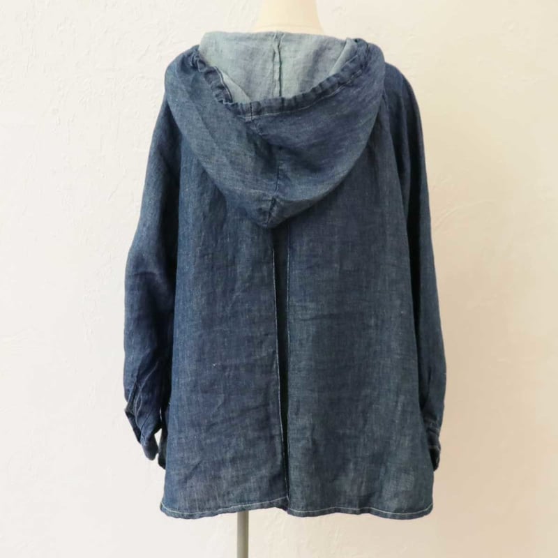 tumugu: ツムグ カセインディゴリネン フード付きプルオーバー tumugu: ツムグ カセインディゴリネン フード付きプルオーバー