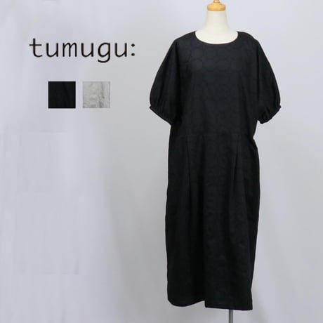 tumugu: ツムグ コットン　サークル刺繍　ワンピース