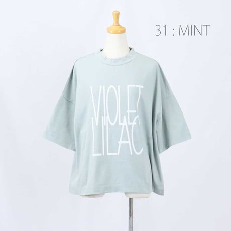 tumugu ツムグ Tシャツ ラフィ天竺 ロゴ プリントT VIOLET LILAC