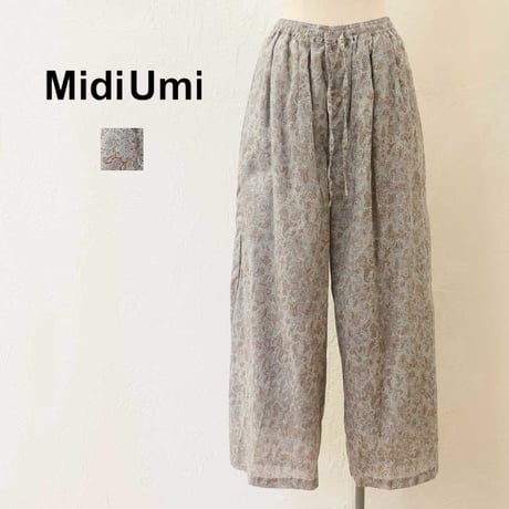 MidiUmi ミディウミ ペイズリーワイドタックパンツ