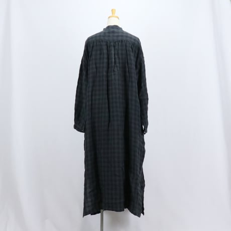 ichiAntiquités イチアンティークス Linen AZUMADAKI Gingham Tuck Dress