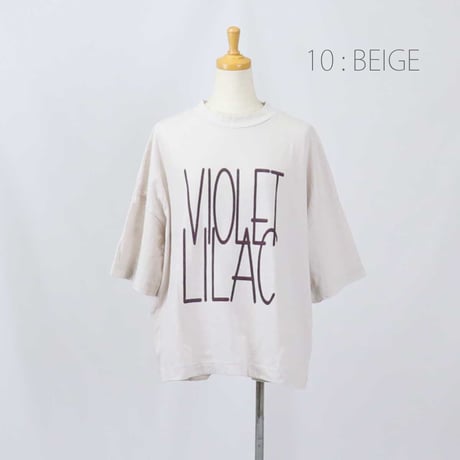 tumugu ツムグ Tシャツ ラフィ天竺 ロゴ プリントT VIOLET LILAC