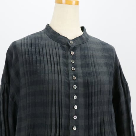 ichiAntiquités イチアンティークス Linen AZUMADAKI Gingham Tuck Dress