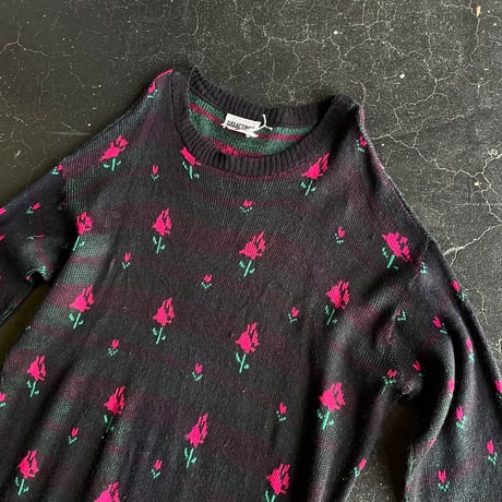 80’S FLOWER KNIT DRESS [S-1678]