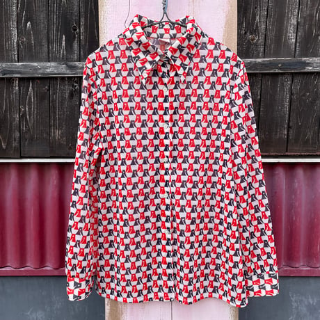 70'S PATTERN POLY SHIRT [S-6311]
