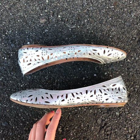 FLOWER DESIGN FLAT SHOES 24.0-24.5cm [S-4167]