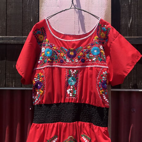 70’S MEXICAN EMBROIDERY REMAKE DRESS [S-1930]