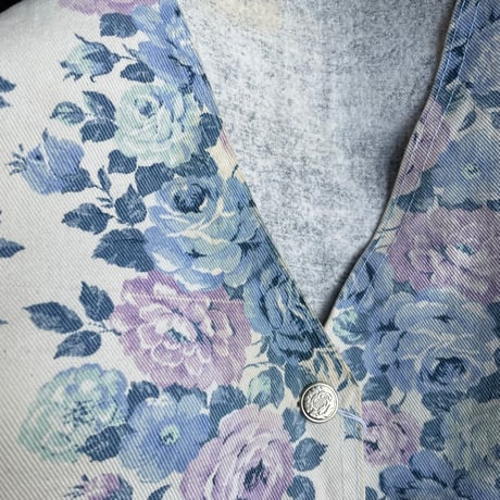 FLOWER DENIM SHORT VEST [S-1476]