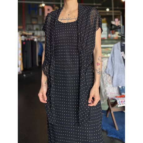 DOT SHAWL DESIGN LONG DRESS [S-3469]