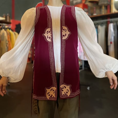 70'S SIDE LACEUP ETHNIC VEST [S-4343]