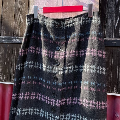 70’S NORDIC WOOL LONG SKIRT [S-0021]