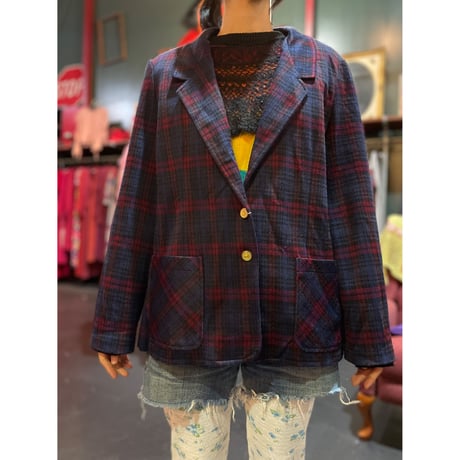 PLAID PATTERN LAPEL JACKET [S-5249]