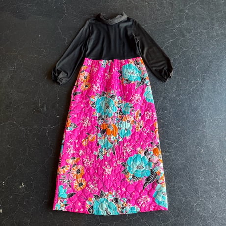 60-70’S FLOWER QUILT SKIRT LONG DRESS [S-1810]