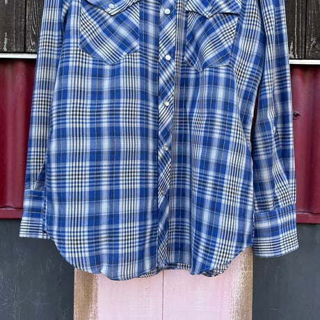 70’S BLUE×SILVER CHECK SHIRT [S-7615]