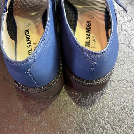 "JILL SANDER NAVY" DOT HOLE LEATHER SHOES 24.5cm [S-1386]