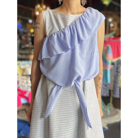 STRIPE ONESHOULDER TOPS [S-4215]