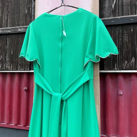 70'S FLOWER MOTIF POLY LONG DRESS [S-2577]