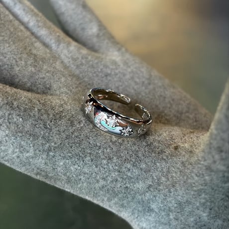 SILVER 925 STAR ＆ MOON RING [S-4307]