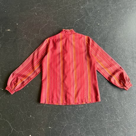 70’S  STRIPE FRILL BLOUSE [S-0829]
