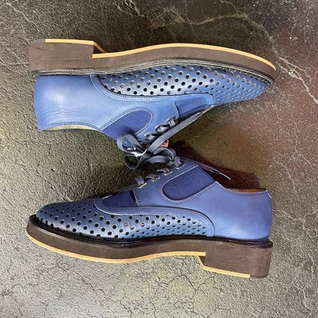 "JILL SANDER NAVY" DOT HOLE LEATHER SHOES 24.5cm [S-1386]