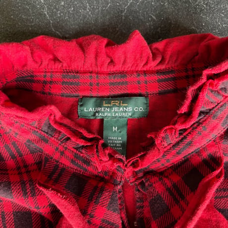 CHECK FRILL COTTON TOPS [S-3199]