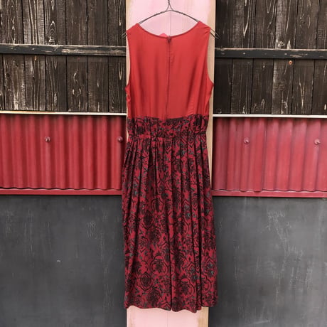 80’S FLOWER×SATIN LONG DRESS [S-1549]