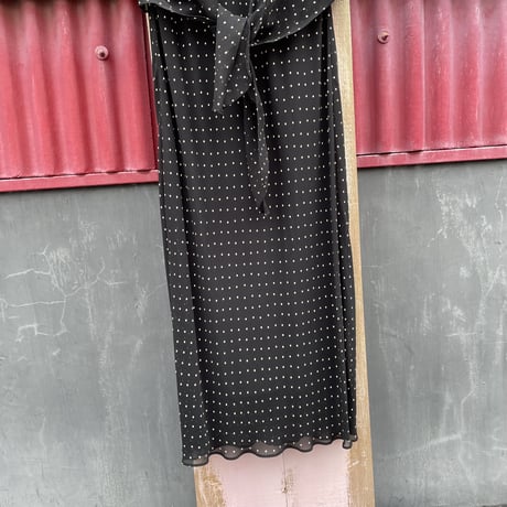 DOT SHAWL DESIGN LONG DRESS [S-3469]