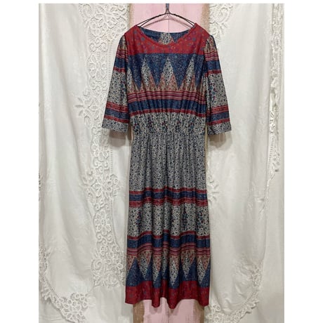 70’S FLOWER POLY DRESS [S-6593]
